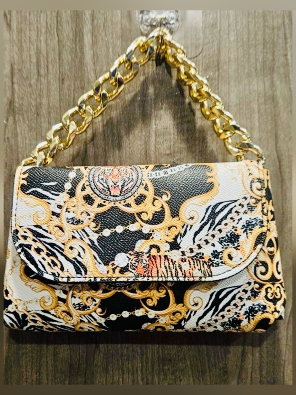 Aldo Designer Print 3 Way Bag Black, Gold, White